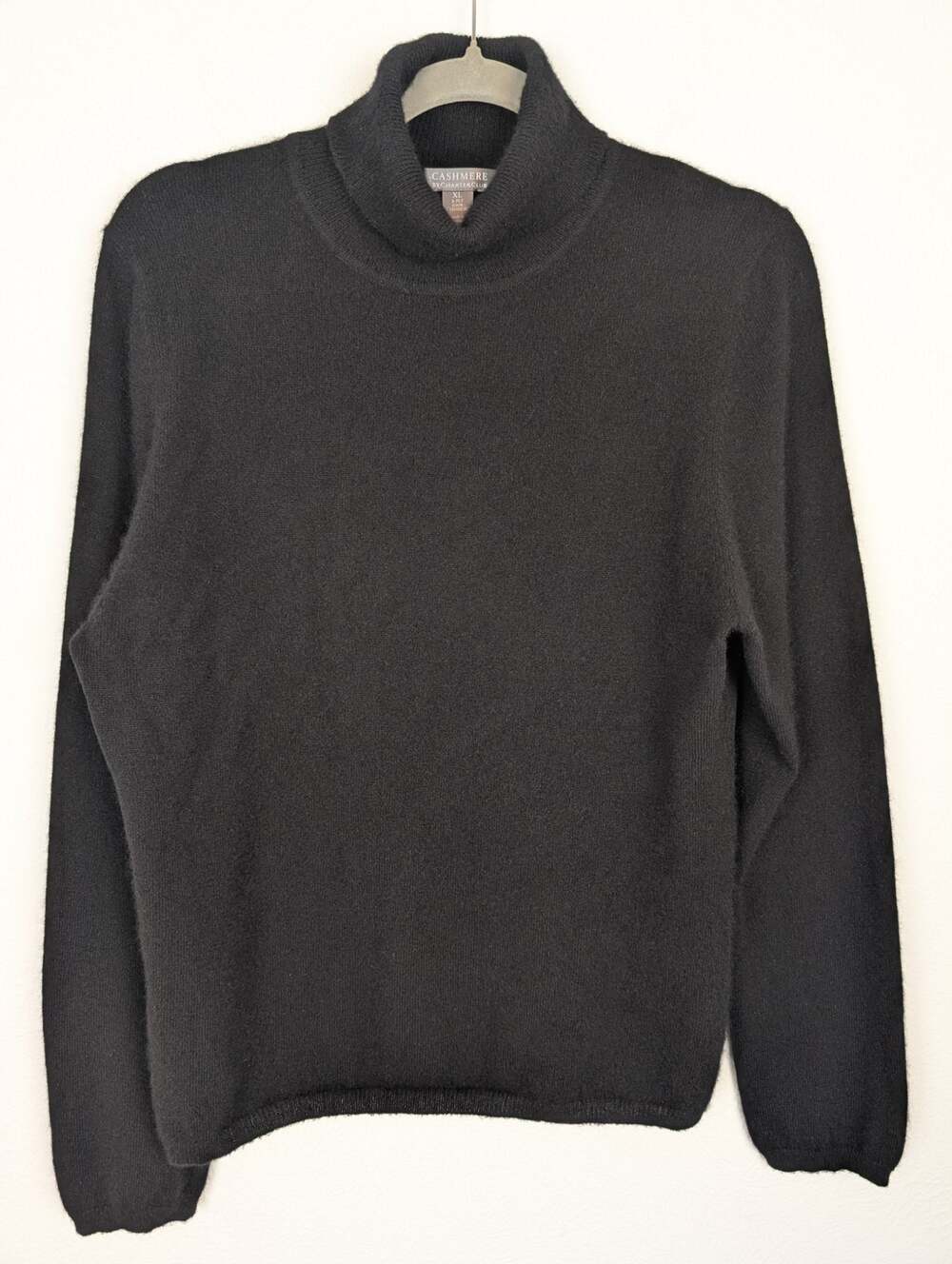 Charter Club Cashmere Sweater Luxury Turtleneck Knit 2 Ply Black Neutral Size M